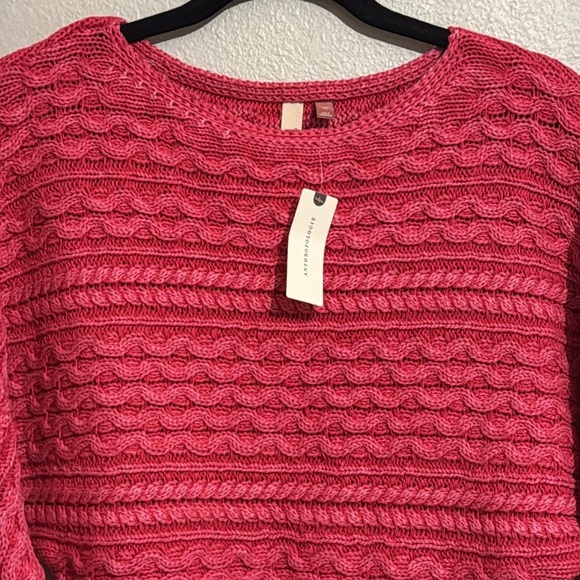 Anthropologie Pilcro Dolman Sleeve Scoop Neck Cable Knit Cropped Sweater - Picture 3 of 5